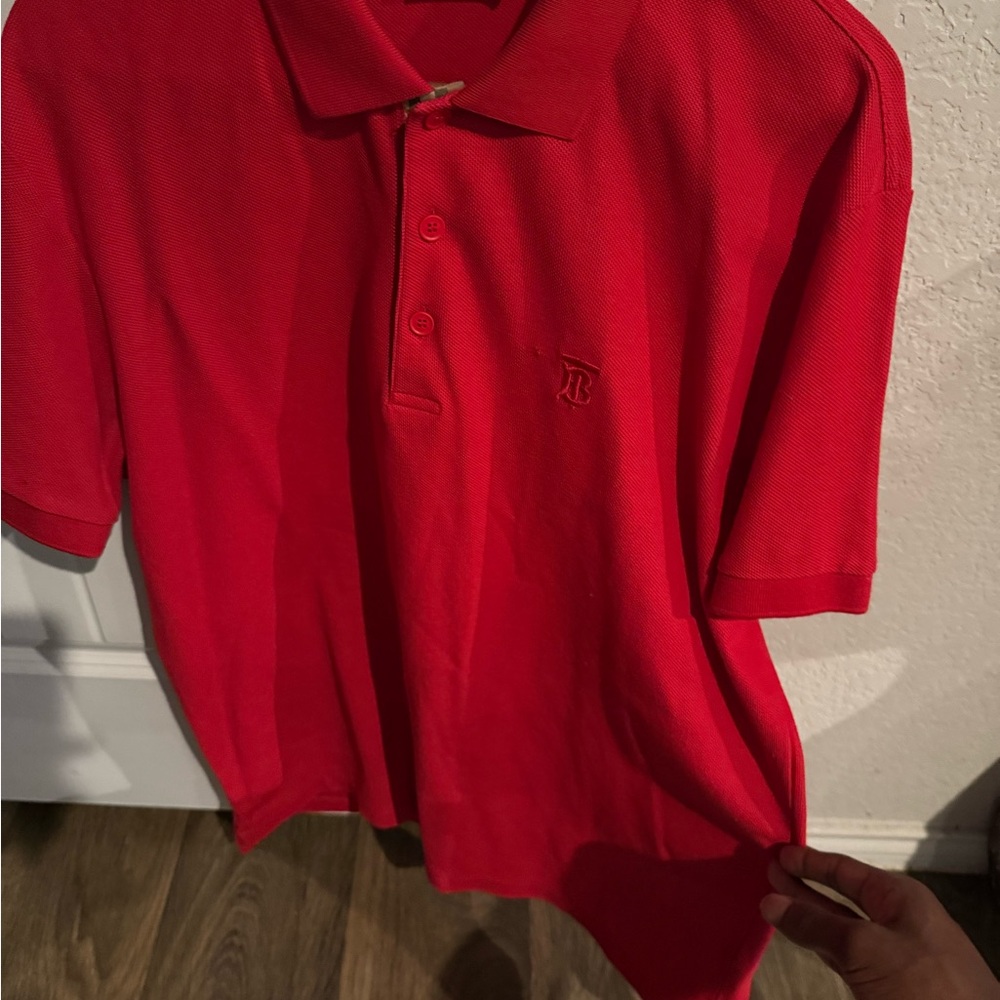 Authentic New Burberry Men’s Red Eddie Tb Monogram Classic check Polo L